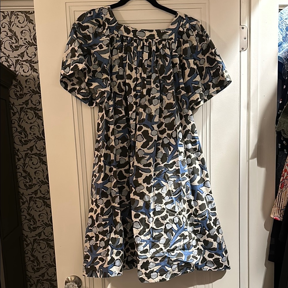 Blue and Black Patterned WHiT Dress